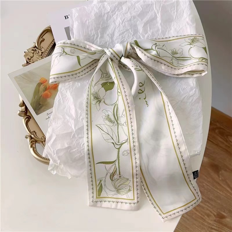 Silk Tie Woven - Delicate Floral Print Silk Scarf Trendy