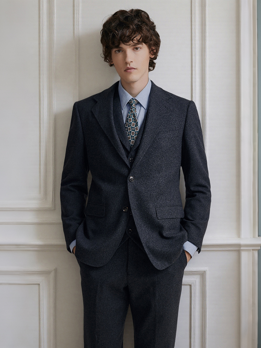 Men'S Formal Wear Attire - Premium Grey 55% Wool Men's Suit