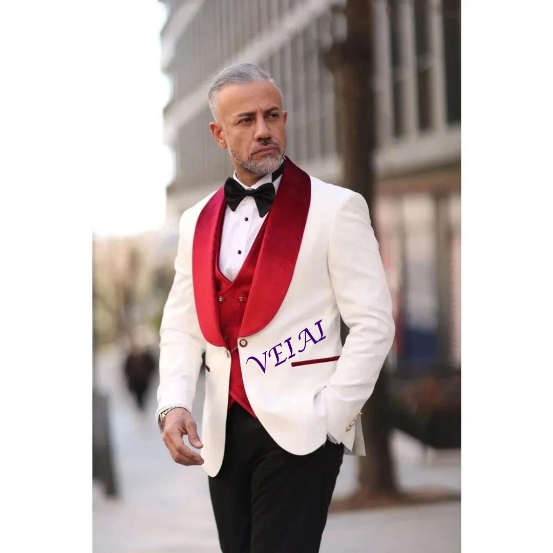 Men Formal Wear Wedding - CustomizedMen Wedding Tuxedos Red Velvet Vest