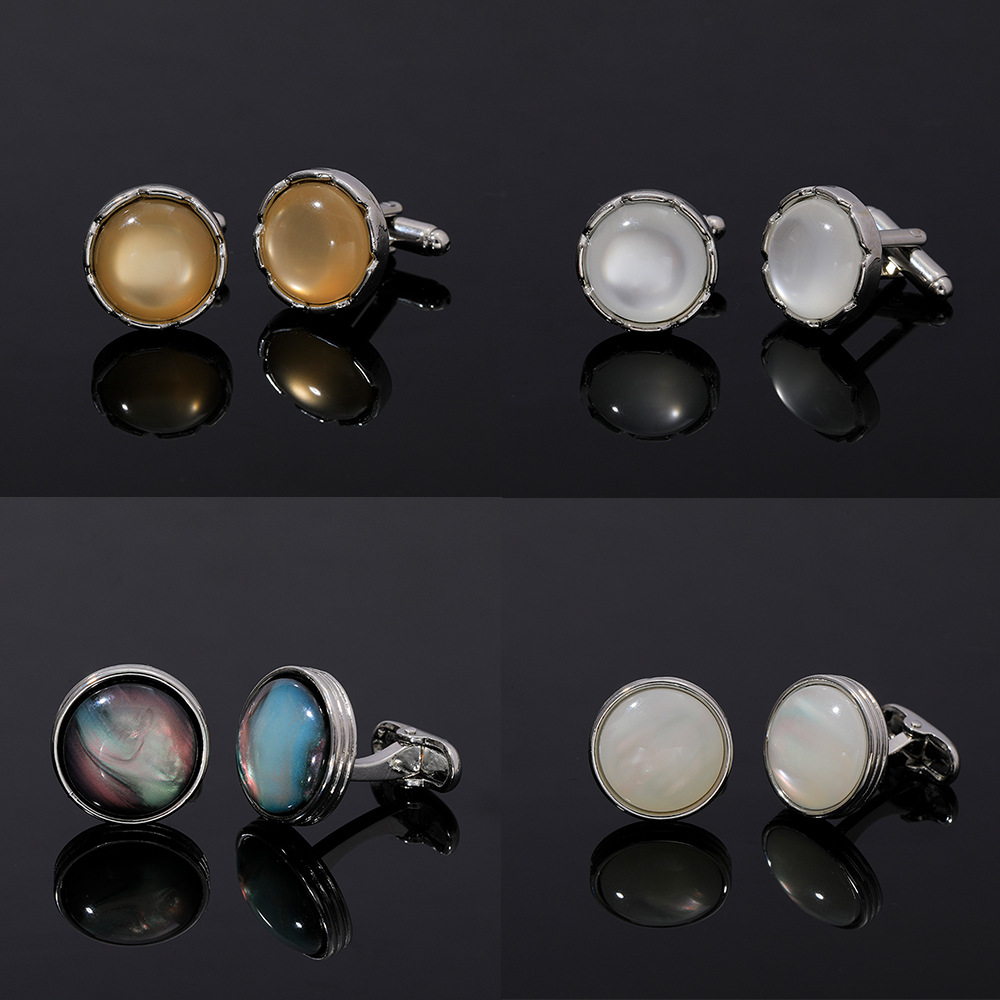 Mens Formal - Round Crystal Cufflinks for Men French