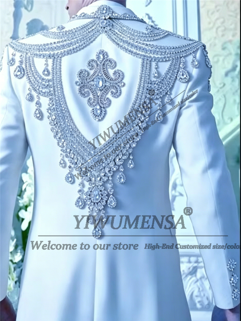 Men'S Formal Wear Attire - Male Fashion Beading Crystals Suits Men