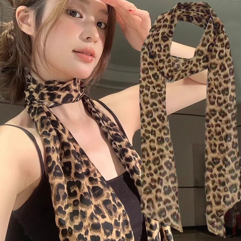 Silk Tie Woven - Leopard Print Scarf Retro Polka Dots