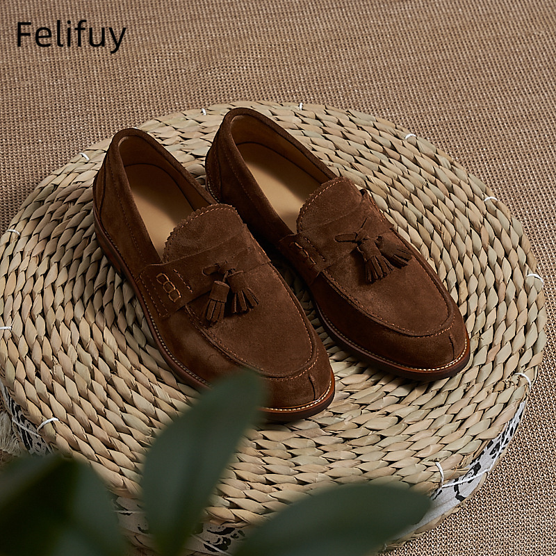 Men Formal Wear Wedding - New Brown Men Flat Loafers Cow