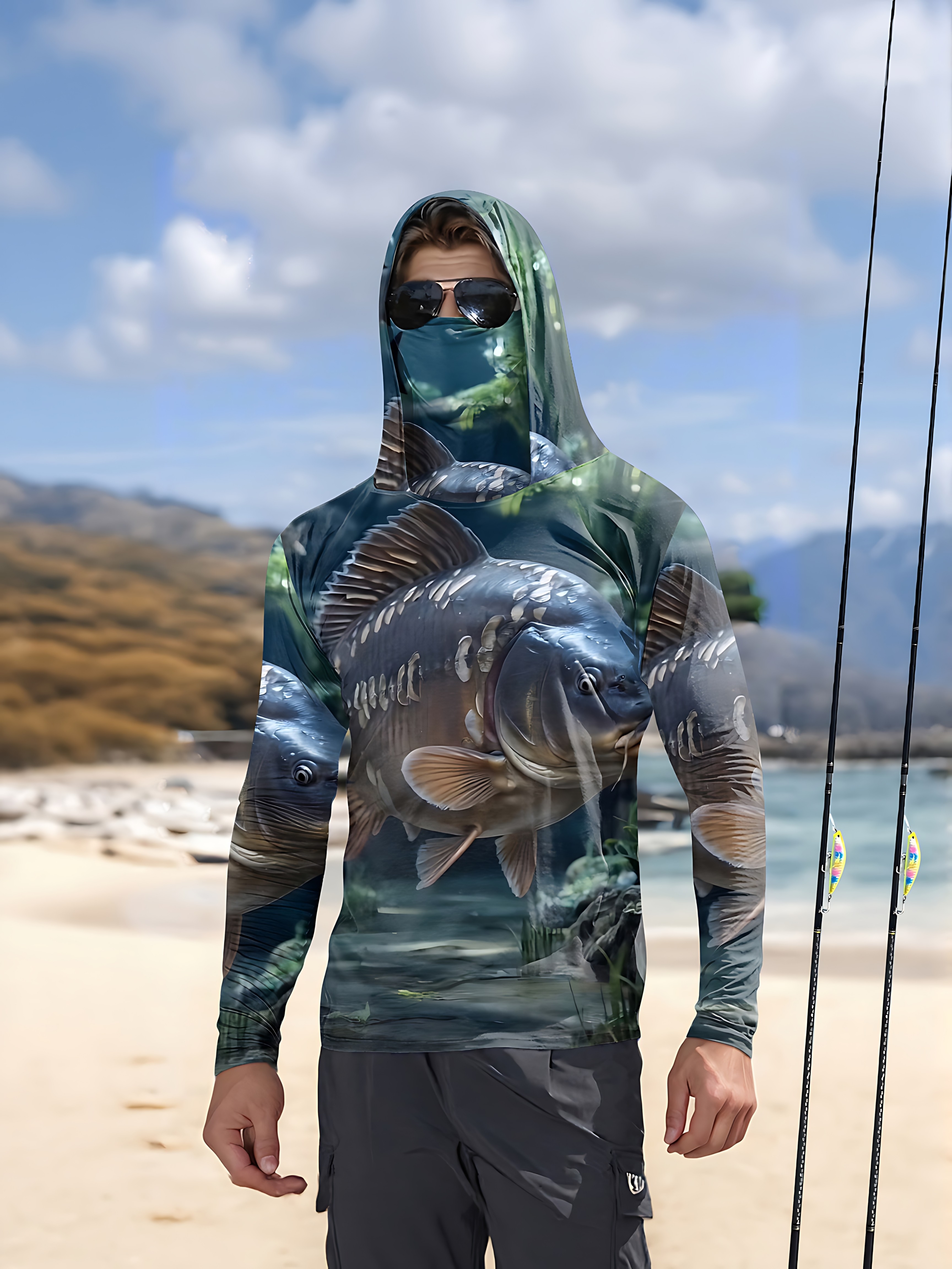 Men Formal Wear Coat - Men's long-sleeved T-shirt with sun protection
