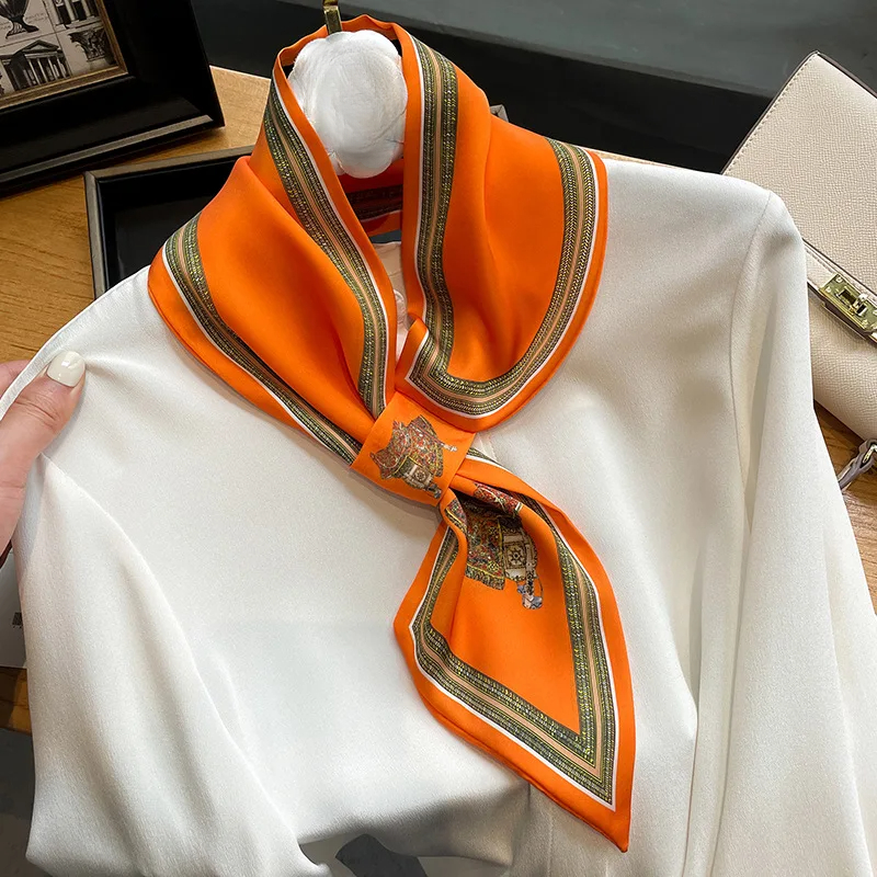 Silk Tie Woven - Retro Print Skinny Silk Scarfs Women