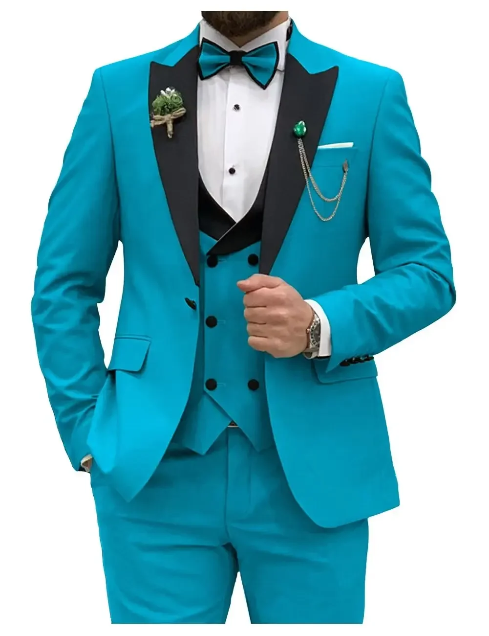 Men Formal Wear Wedding - Slim Fit Men Suits Double Groom