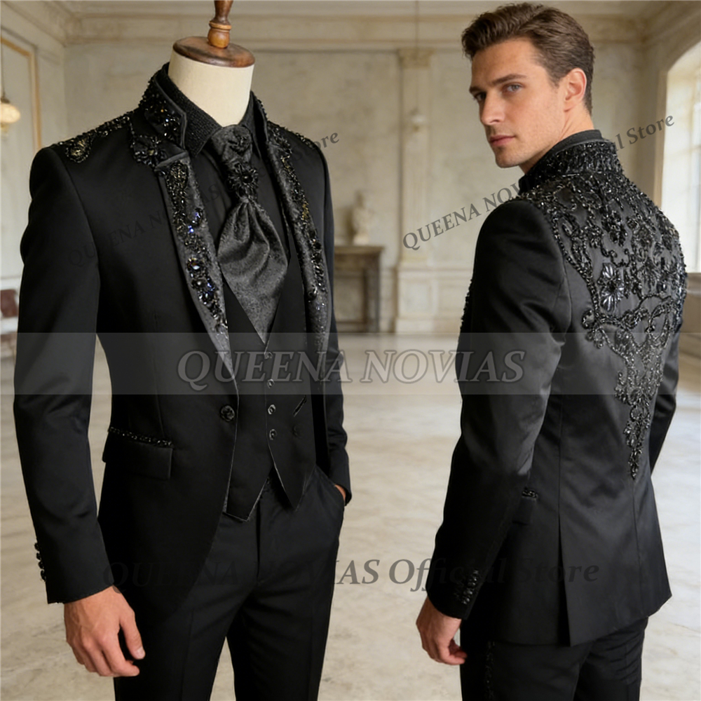 Men'S Formal Wear Attire - Male Fashion Groom Wedding Suits Black