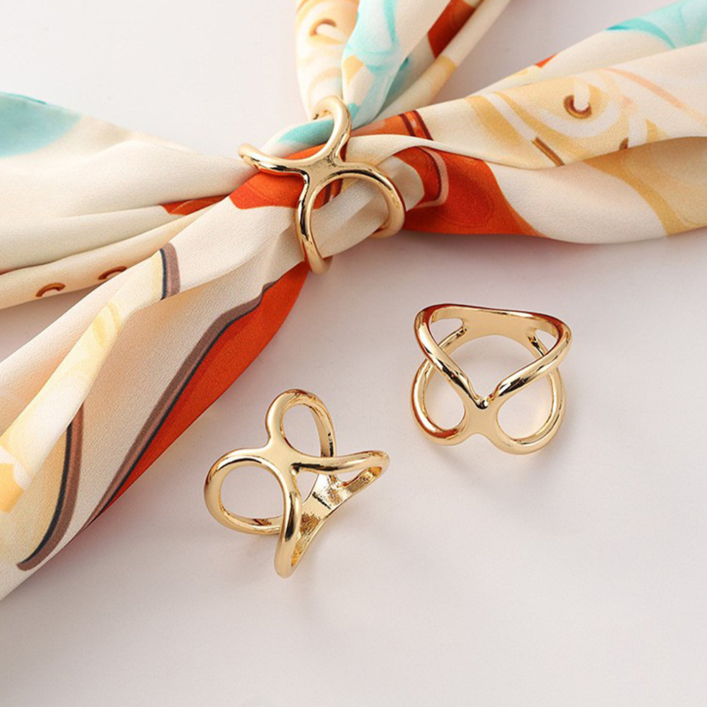 3pcs X Shaped Alloy Scarf Ring - Silk Tie Woven recension och pris