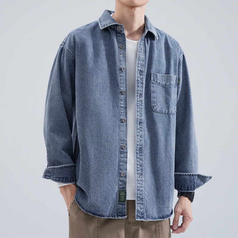 Denim Shirt Men's Long Sleeve  - Men Formal Wear Coat recension och pris