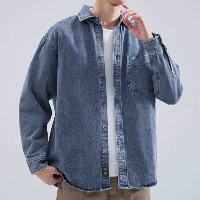 Denim Shirt Men's Long Sleeve  - Men Formal Wear Coat recension och pris