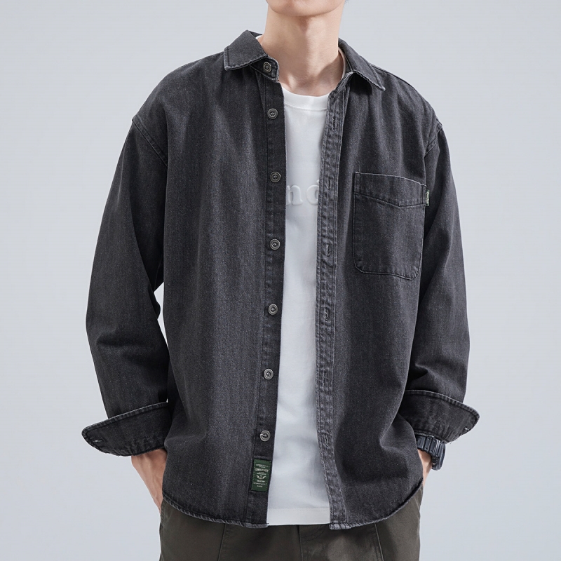 Denim Shirt Men's Long Sleeve  - Men Formal Wear Coat recension och pris