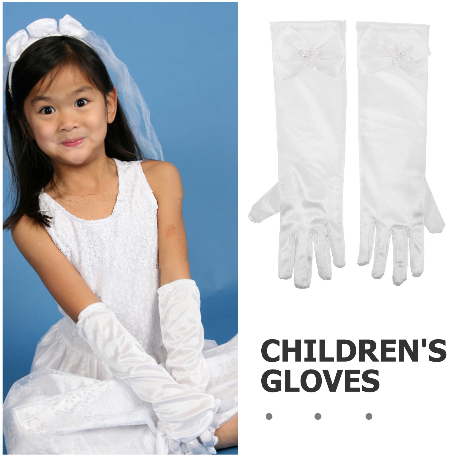 2Pcs Elegant Bowknot Girls Dre - Formal Glove Leather recension och pris