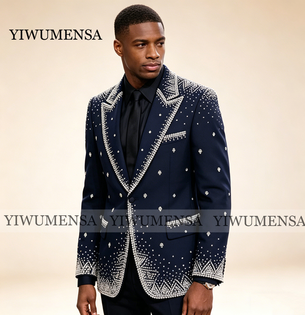 Brilliant Rhinestone Men Suit  - Men Formal Wear Wedding recension och pris
