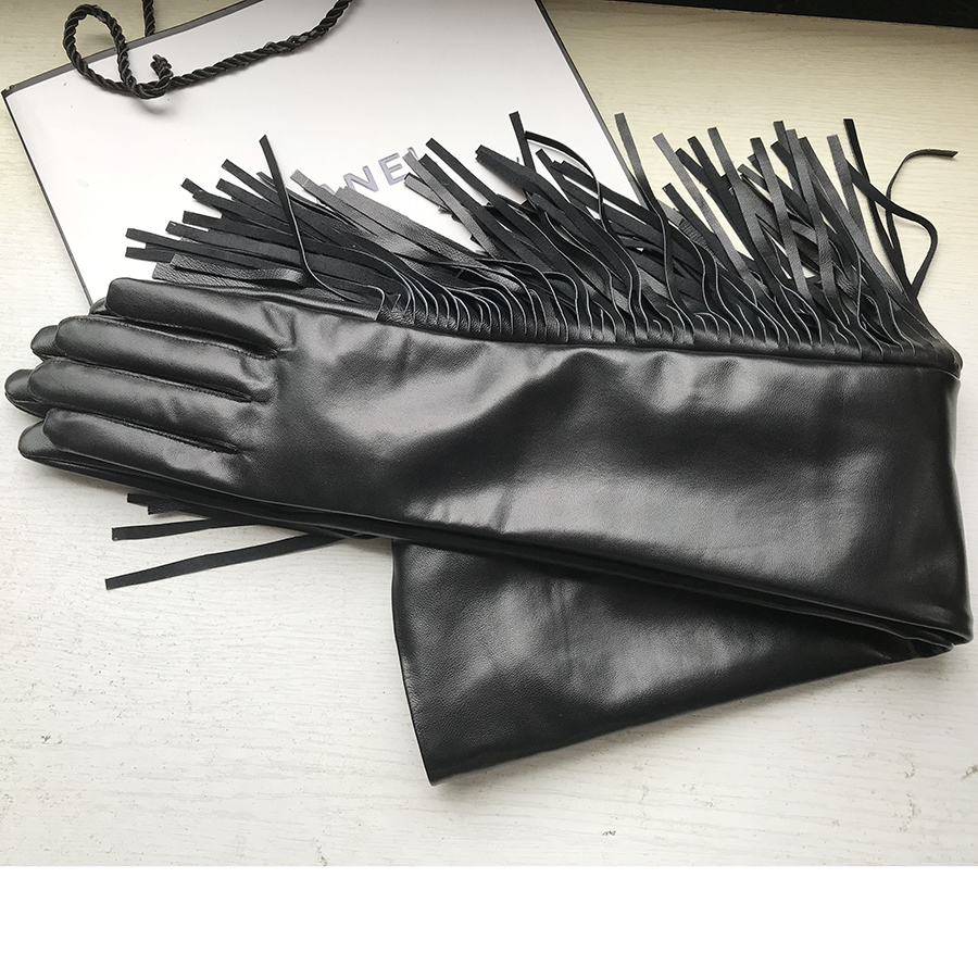 Women's Long Gloves Fringe Tas - Formal Glove Leather recension och pris