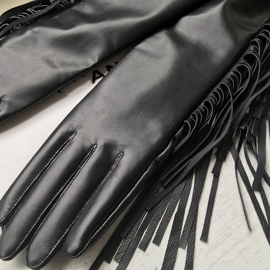 Women's Long Gloves Fringe Tas - Formal Glove Leather recension och pris