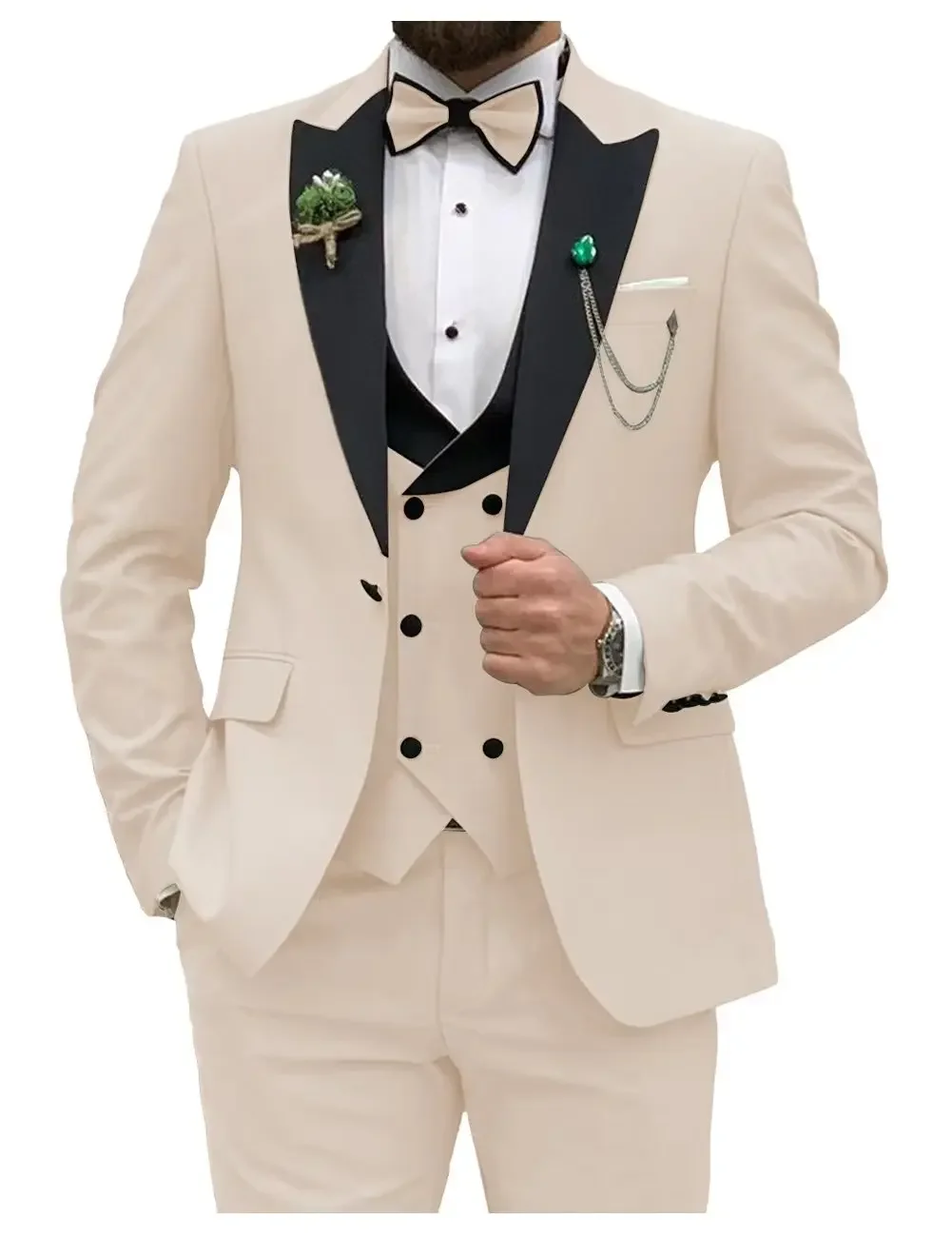 Slim Fit Men Suits Double Groo - Men Formal Wear Wedding recension och pris