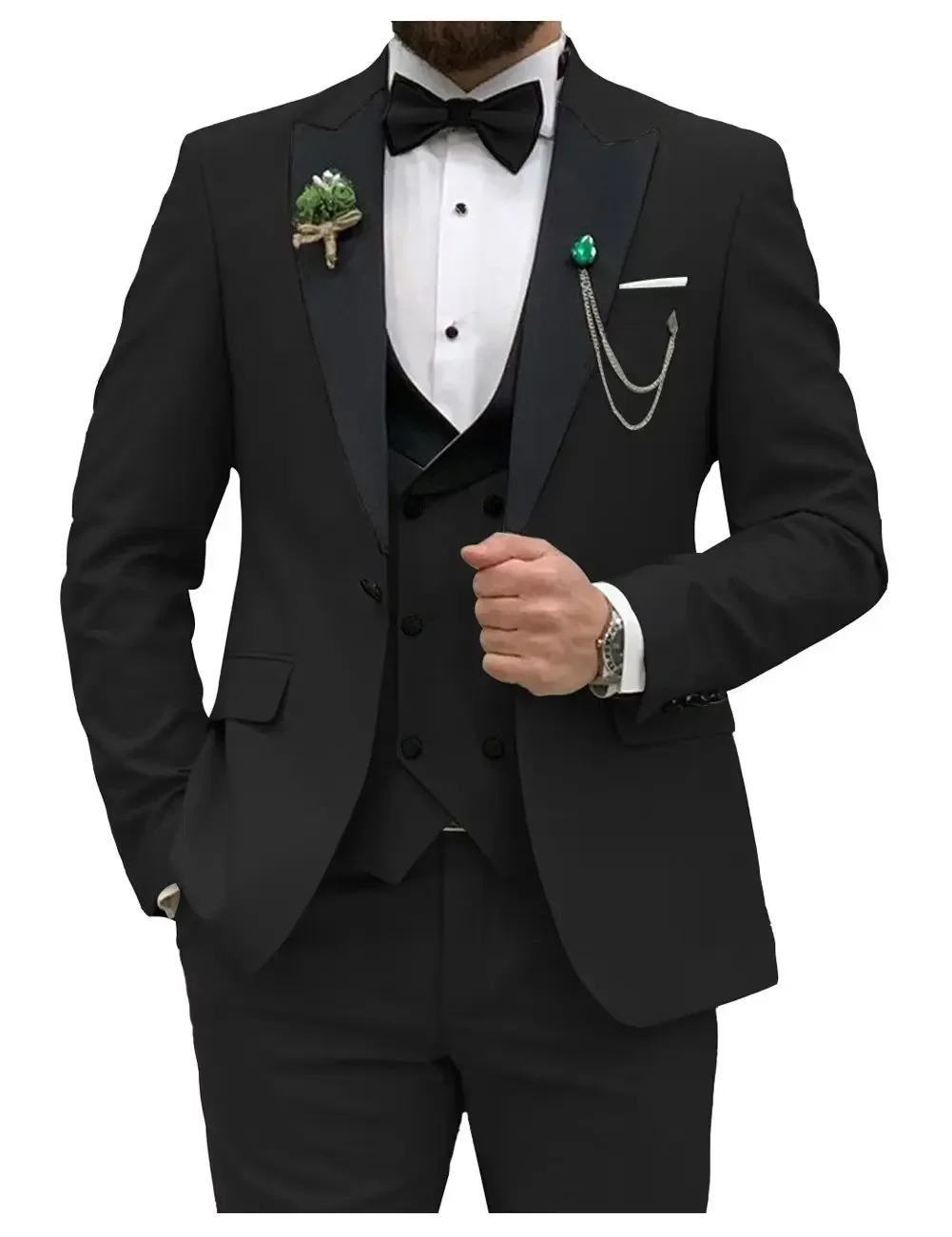 Slim Fit Men Suits Double Groo - Men Formal Wear Wedding recension och pris