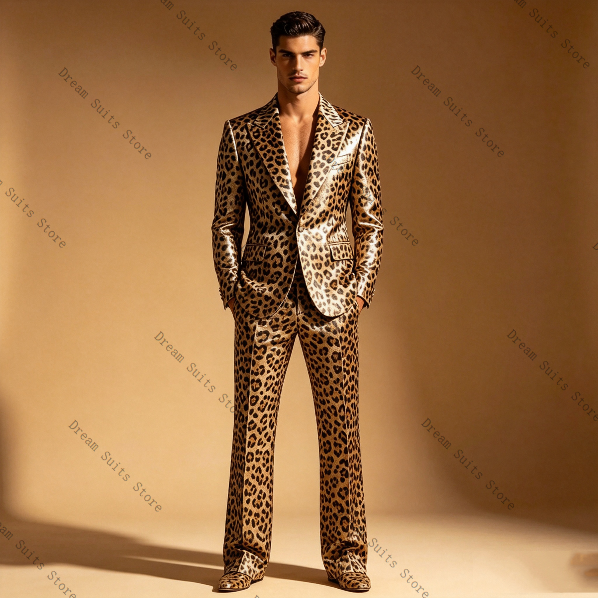 Leopard Print Men Suit Set 2 P - Men Formal Wear Wedding recension och pris