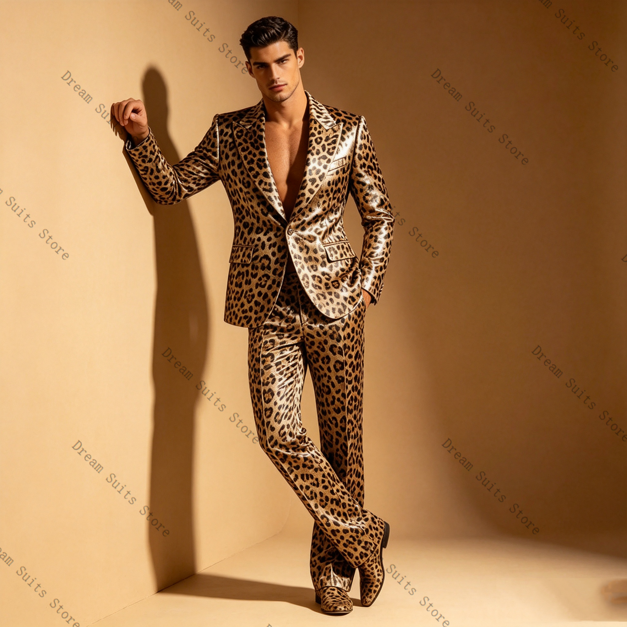 Leopard Print Men Suit Set 2 P - Men Formal Wear Wedding recension och pris