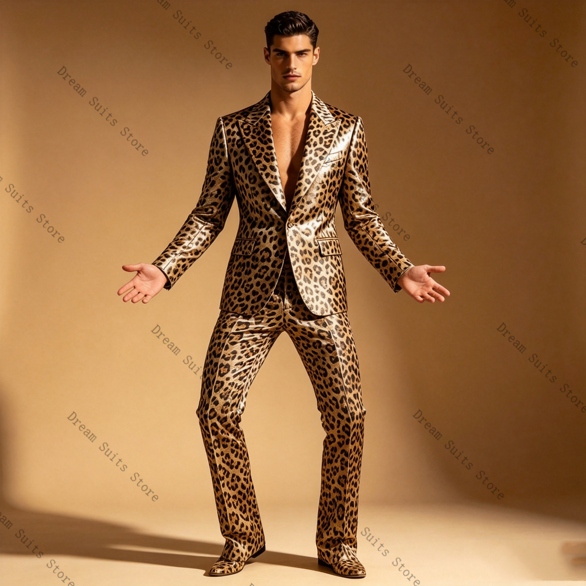 Leopard Print Men Suit Set 2 P - Men Formal Wear Wedding recension och pris