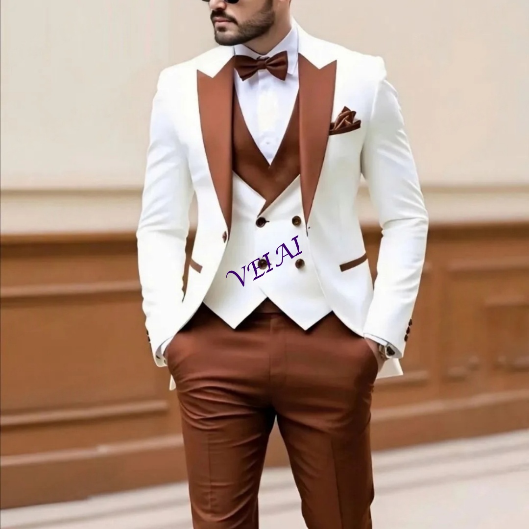 New White And Brown Men Suit F - Men Formal Wear Coat recension och pris
